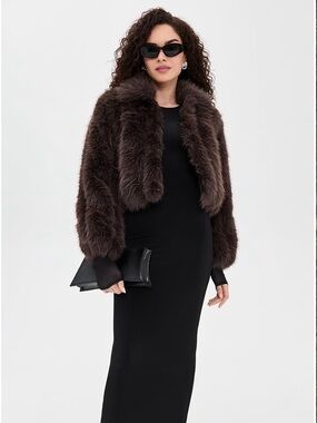 Line & Dot Jax Faux Fur Jacket size Small Dark Brown
